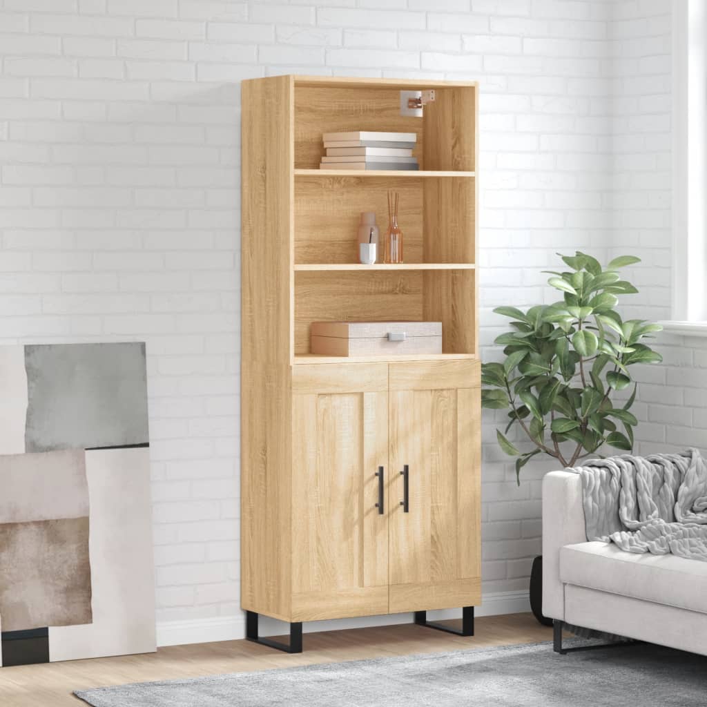 Highboard 69.5x34x180 cm Engineered Wood 2 Wood Doors Sonoma oak
