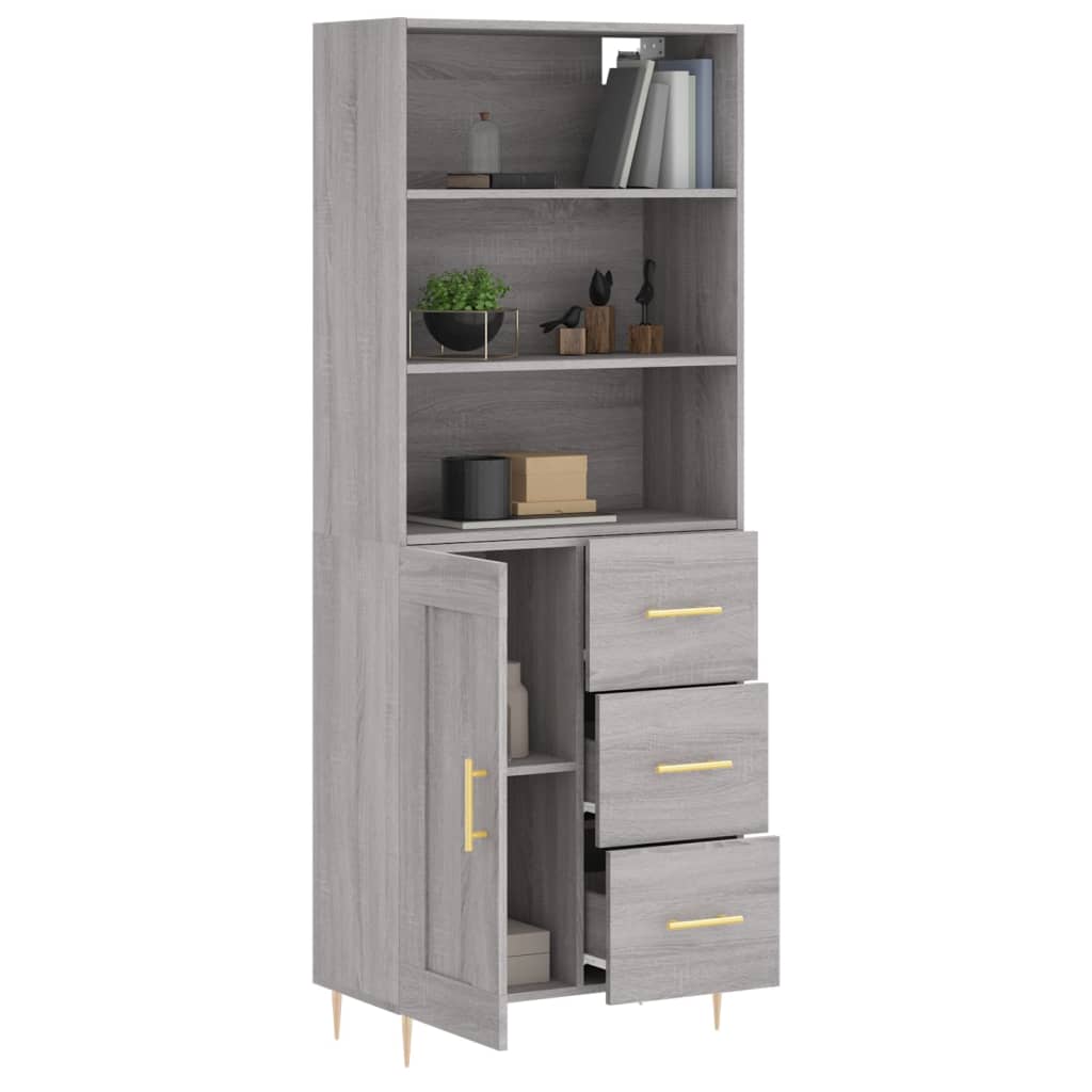 vidaXL Highboard Grey Sonoma 69.5x34x180 cm Engineered Wood