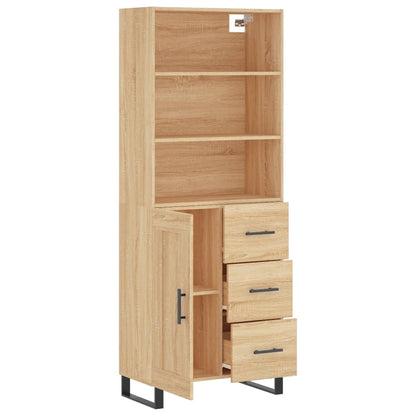 Highboard 69.5x34x180 cm Engineered Wood 1 Wood Door 3 Drawers Sonoma oak