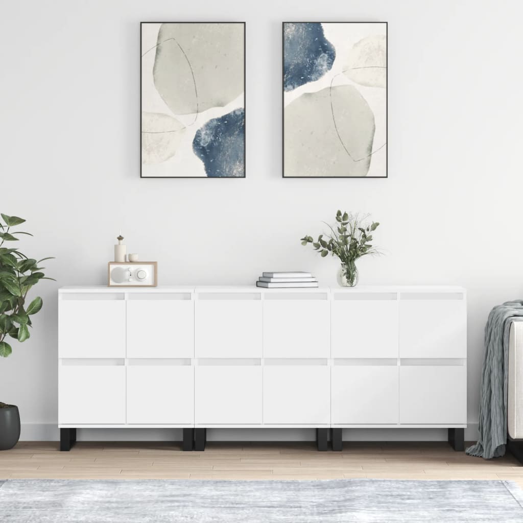 Sideboards Engineered Wood 3 pcs White