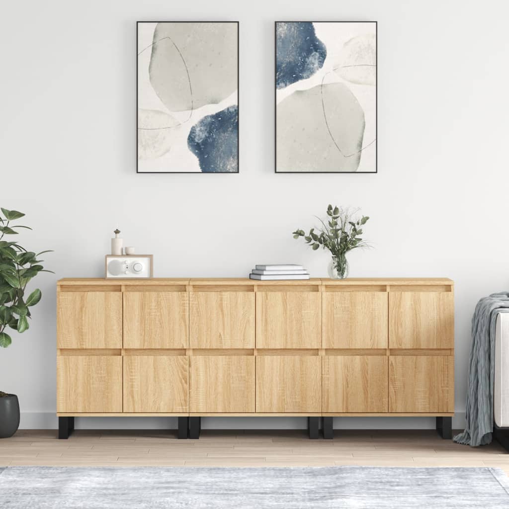 Sideboards Engineered Wood 3 pcs Sonoma oak
