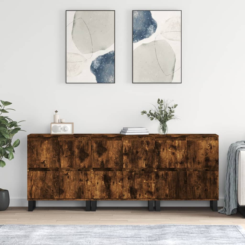 Sideboards Engineered Wood 3 pcs Smoked oak
