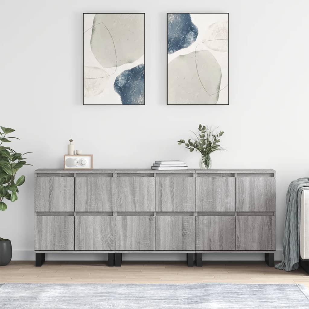 Sideboards Engineered Wood 3 pcs Grey sonoma