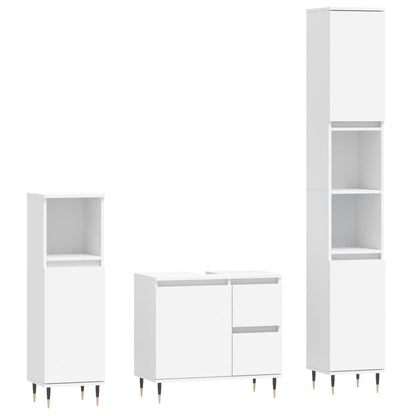 3 Piece Bathroom Furniture Set Engineered Wood White