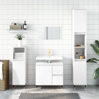3 Piece Bathroom Furniture Set Engineered Wood White