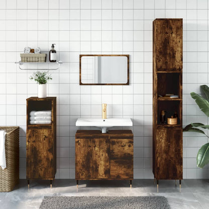3 Piece Bathroom Furniture Set Engineered Wood Smoked oak