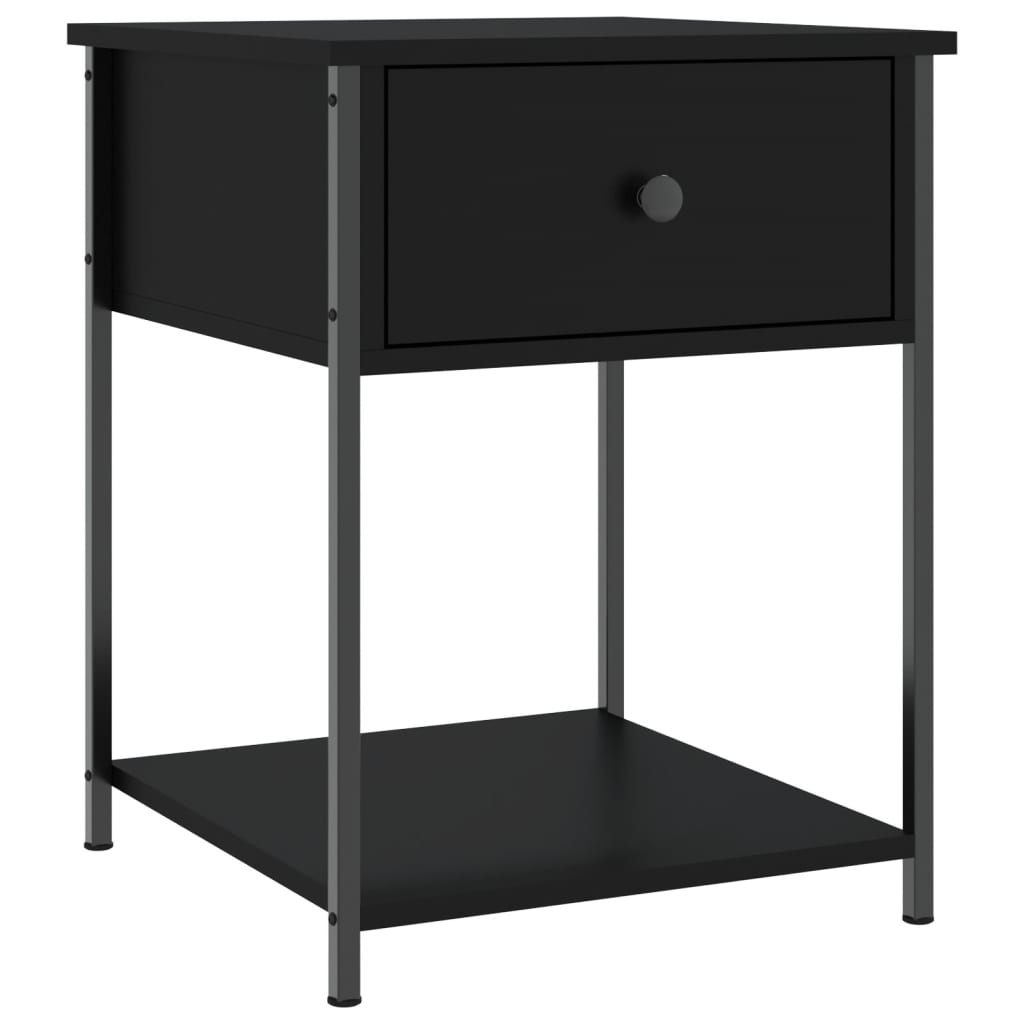 vidaXL Bedside Table Black 44x45x58 cm Engineered Wood