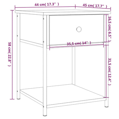 vidaXL Bedside Table Black 44x45x58 cm Engineered Wood