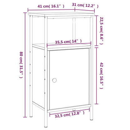 vidaXL Bedside Cabinet Smoked Oak 41x31x80 cm Engineered Wood