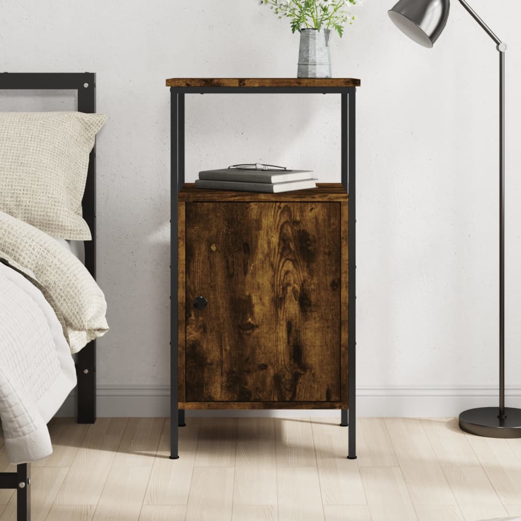 vidaXL Bedside Cabinet Smoked Oak 41x31x80 cm Engineered Wood