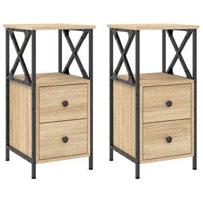 vidaXL Bedside Cabinets 2 pcs Sonoma Oak 34x35.5x70 cm Engineered Wood