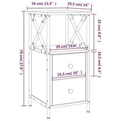 vidaXL Bedside Cabinets 2 pcs Sonoma Oak 34x35.5x70 cm Engineered Wood