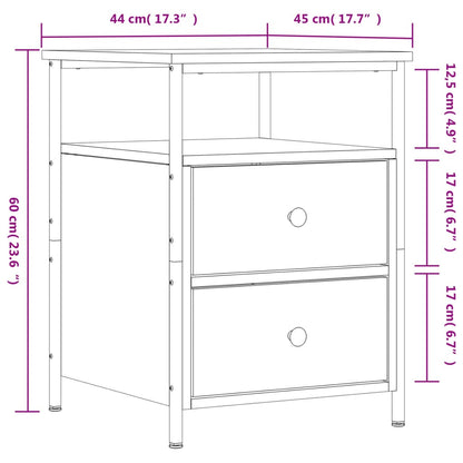 vidaXL Bedside Cabinet Grey Sonoma 44x45x60 cm Engineered Wood