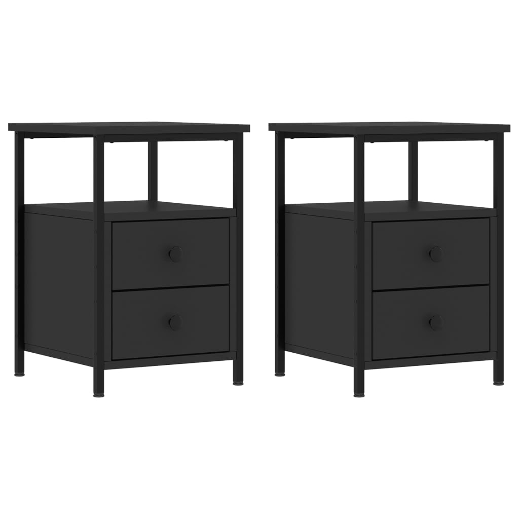 vidaXL Bedside Cabinets 2 pcs Black 34x35.5x50 cm Engineered Wood