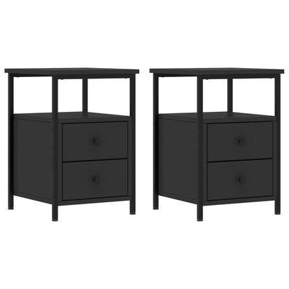 vidaXL Bedside Cabinets 2 pcs Black 34x35.5x50 cm Engineered Wood