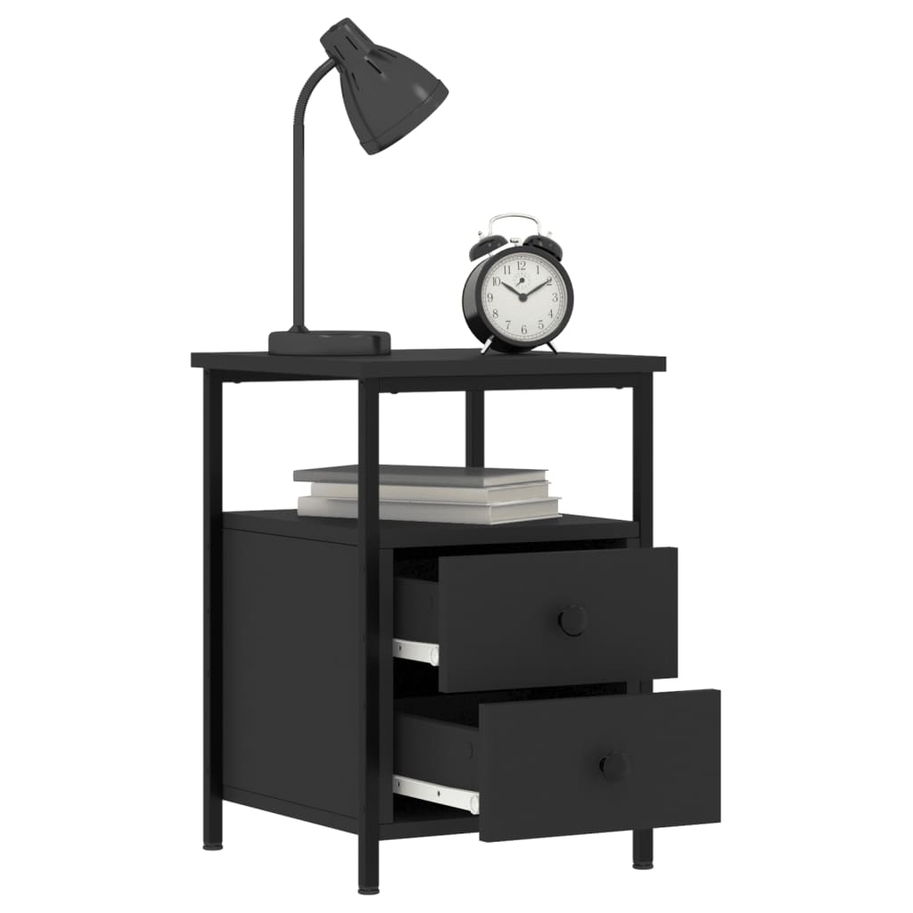 vidaXL Bedside Cabinets 2 pcs Black 34x35.5x50 cm Engineered Wood