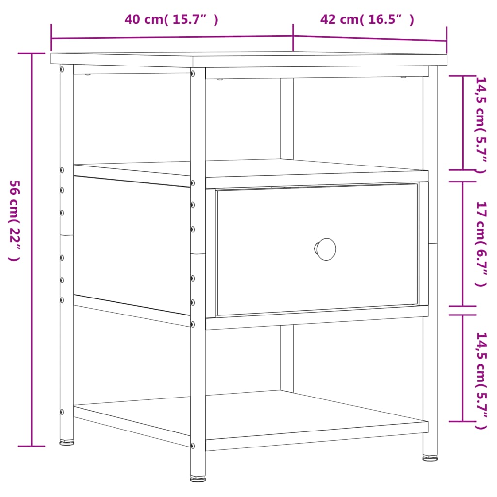 vidaXL Bedside Cabinets 2 pcs Smoked Oak 40x42x56 cm Engineered Wood