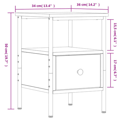 vidaXL Bedside Cabinet Grey Sonoma 34x36x50 cm Engineered Wood