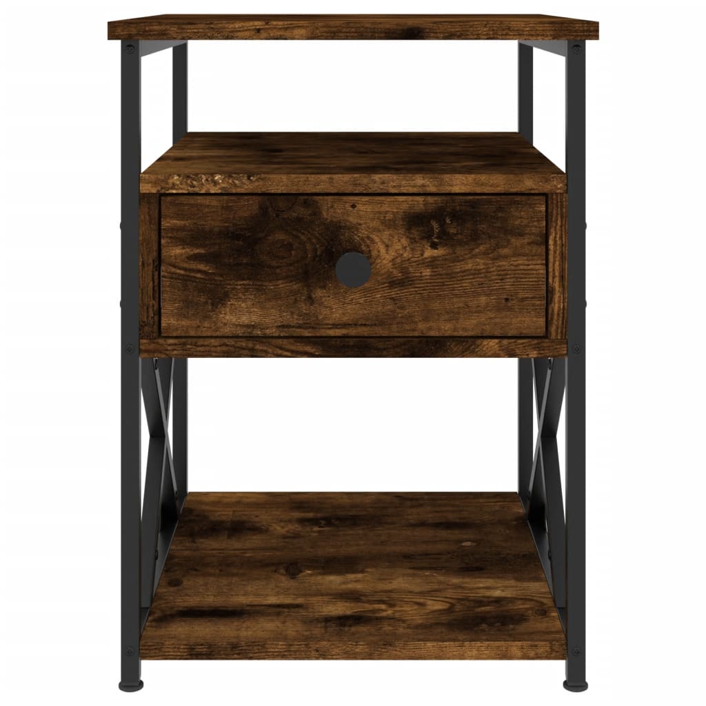 vidaXL Bedside Cabinet Smoked Oak 40x42x55 cm Engineered Wood