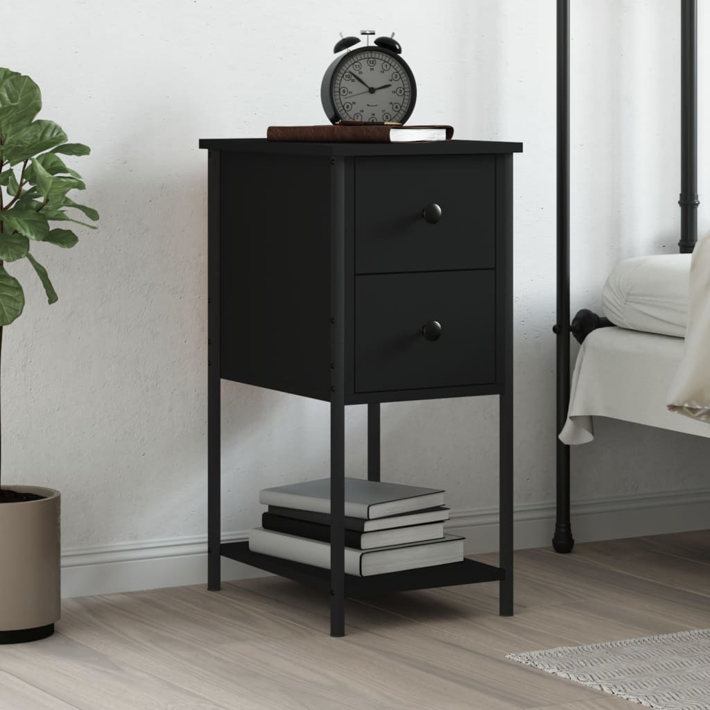 Bedside Cabinet 32x42x70 cm Engineered Wood Black 1