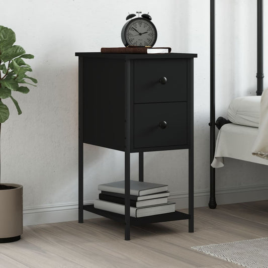 Bedside Cabinet 32x42x70 cm Engineered Wood Black 1