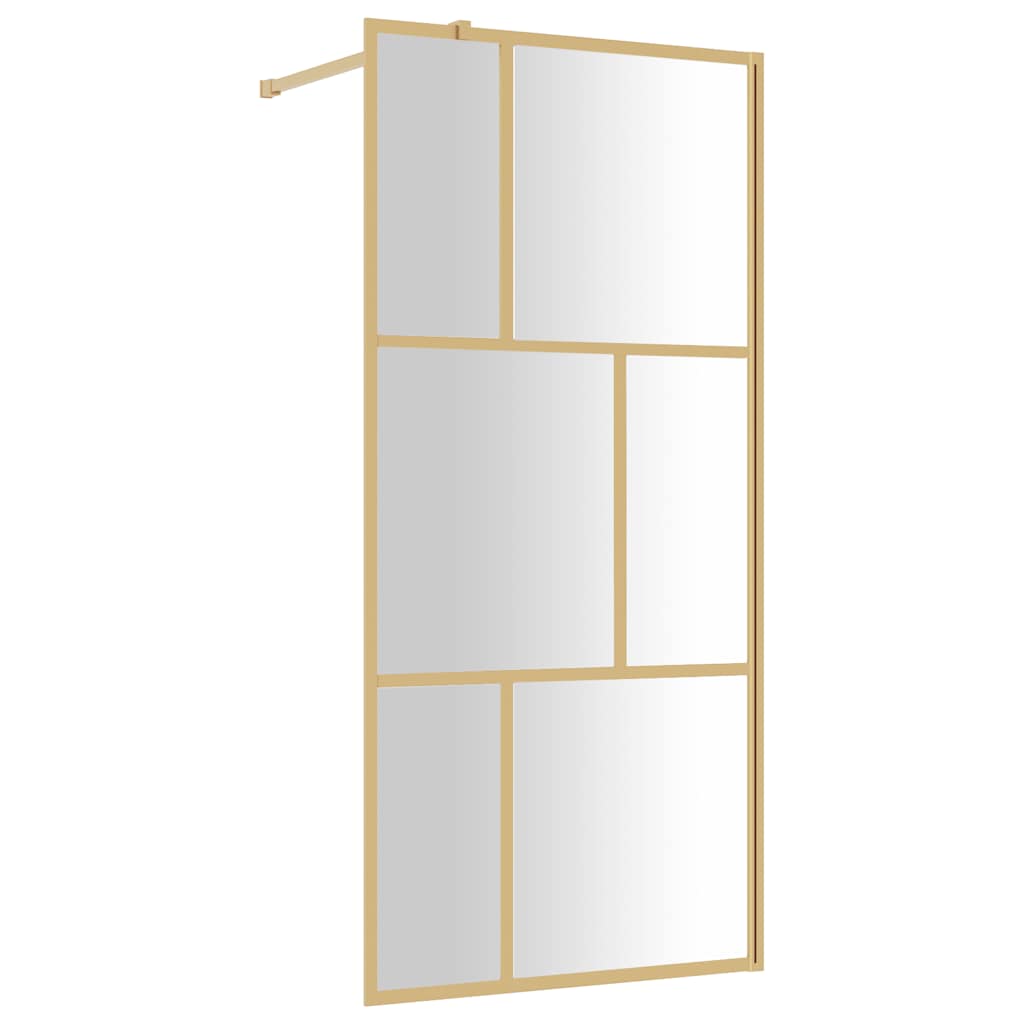 Walk-in Shower Wall with Clear ESG Glass Gold 80 x 195 cm