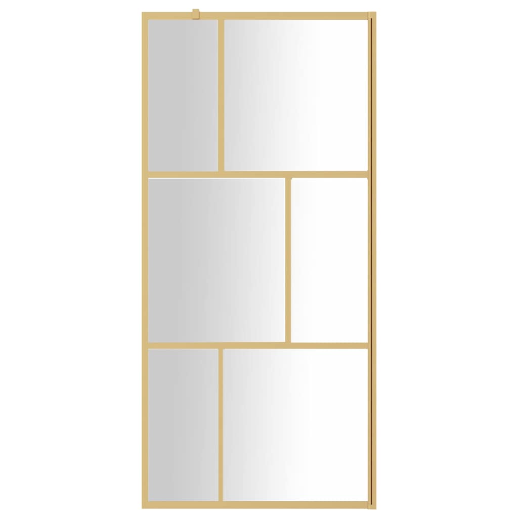 Walk-in Shower Wall with Clear ESG Glass Gold 80 x 195 cm