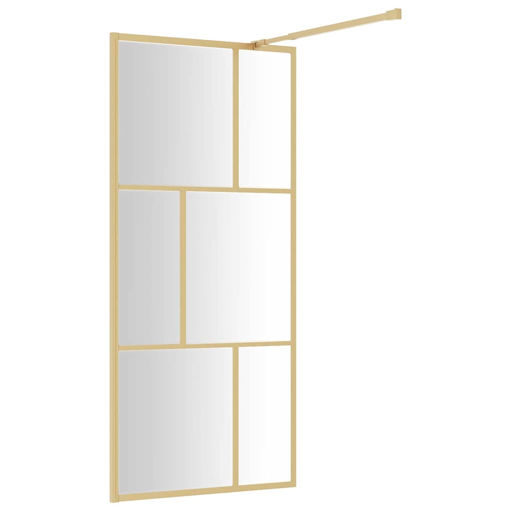 Walk-in Shower Wall with Clear ESG Glass Gold 80 x 195 cm