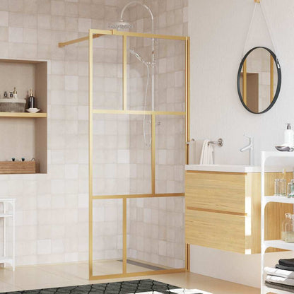 Walk-in Shower Wall with Clear ESG Glass Gold 80 x 195 cm