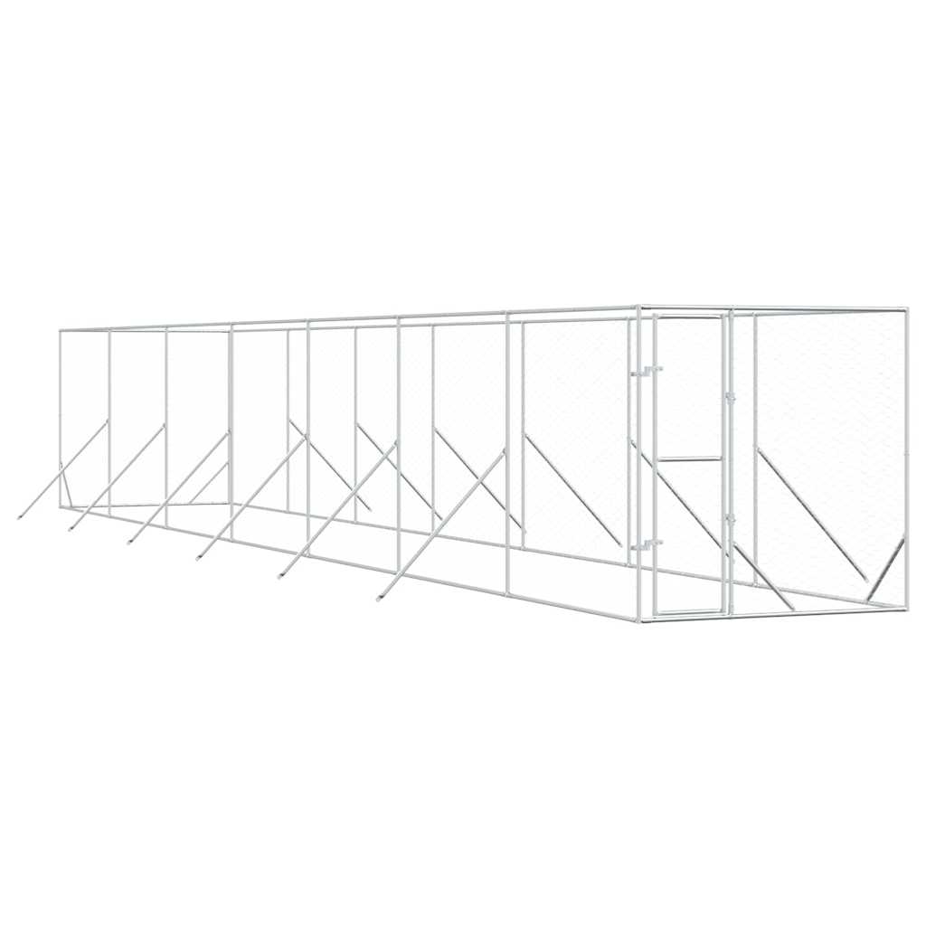 vidaXL Outdoor Dog Kennel Silver 2x14x2 m Galvanised Steel 2