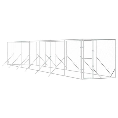 vidaXL Outdoor Dog Kennel Silver 2x14x2 m Galvanised Steel 2