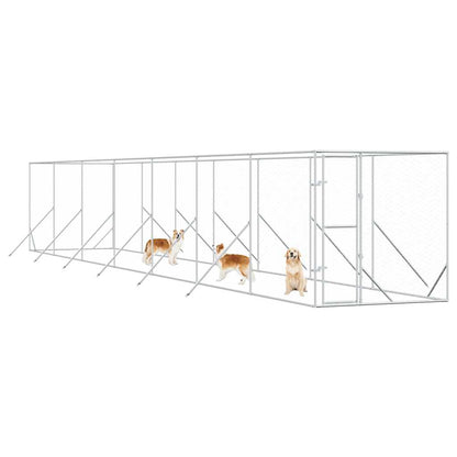 vidaXL Outdoor Dog Kennel Silver 2x14x2 m Galvanised Steel 3