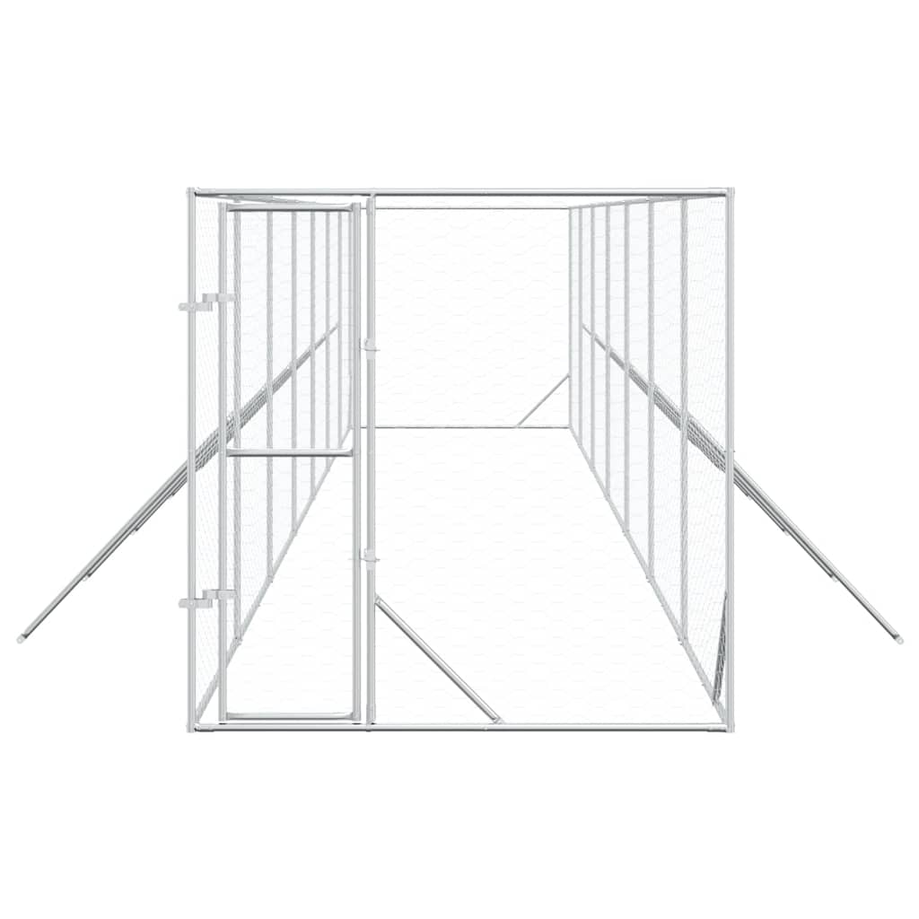 vidaXL Outdoor Dog Kennel Silver 2x14x2 m Galvanised Steel 4