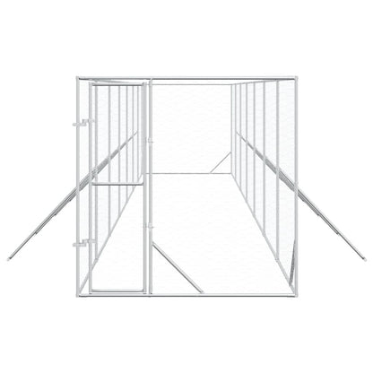 vidaXL Outdoor Dog Kennel Silver 2x14x2 m Galvanised Steel 4