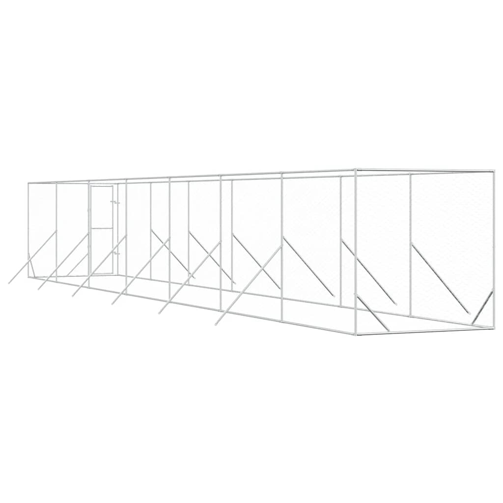 vidaXL Outdoor Dog Kennel Silver 2x14x2 m Galvanised Steel 6