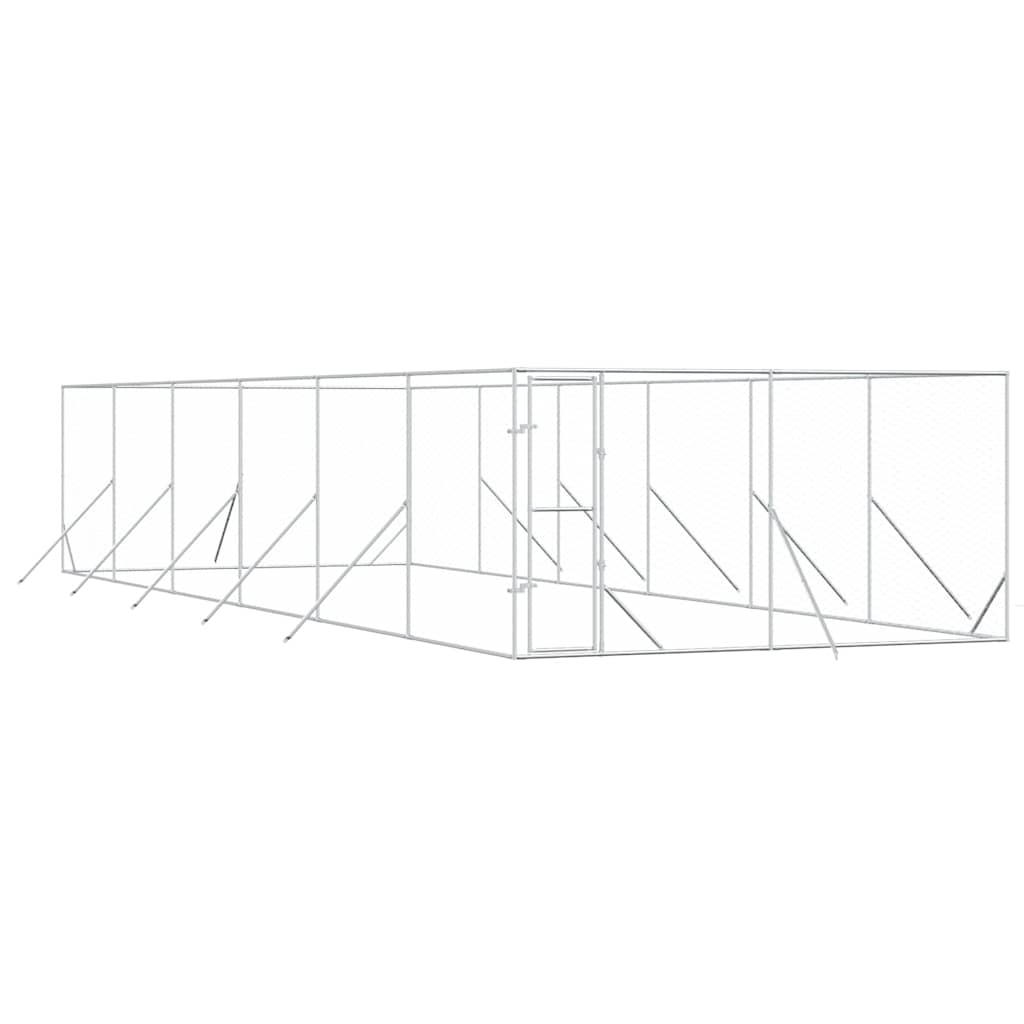vidaXL Outdoor Dog Kennel Silver 4x12x2 m Galvanised Steel 2