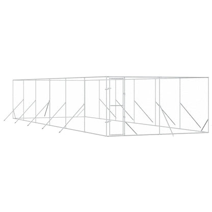 vidaXL Outdoor Dog Kennel Silver 4x12x2 m Galvanised Steel 2