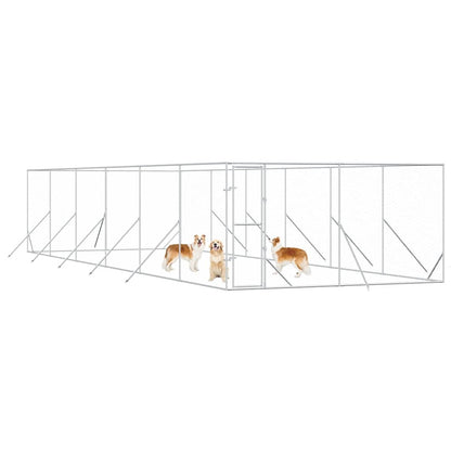 vidaXL Outdoor Dog Kennel Silver 4x12x2 m Galvanised Steel 3
