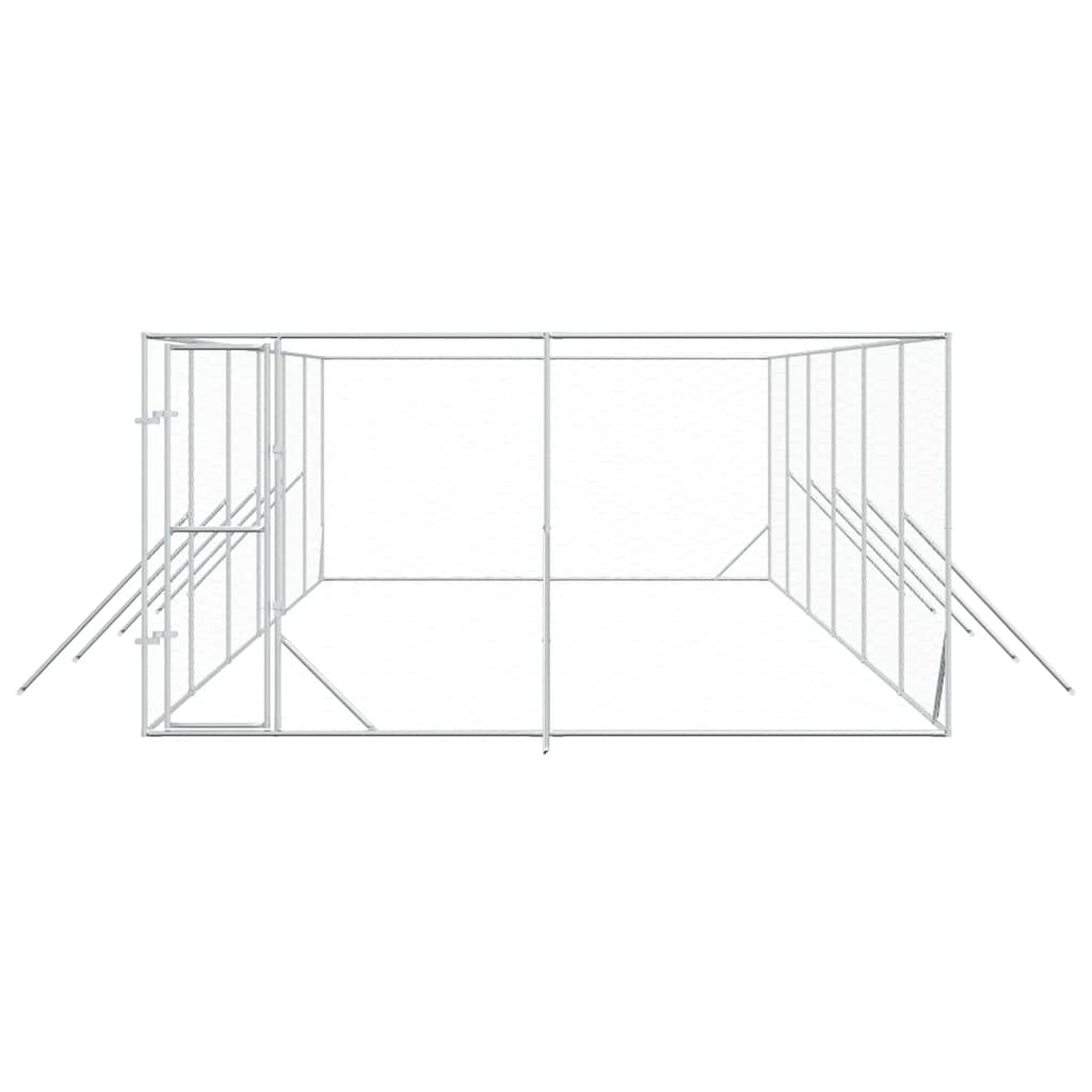 vidaXL Outdoor Dog Kennel Silver 4x12x2 m Galvanised Steel 4