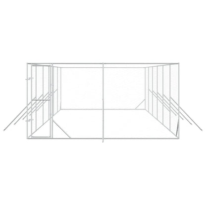 vidaXL Outdoor Dog Kennel Silver 4x12x2 m Galvanised Steel 4