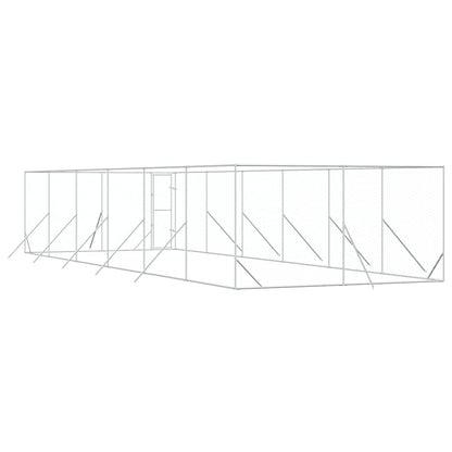 vidaXL Outdoor Dog Kennel Silver 4x12x2 m Galvanised Steel 6