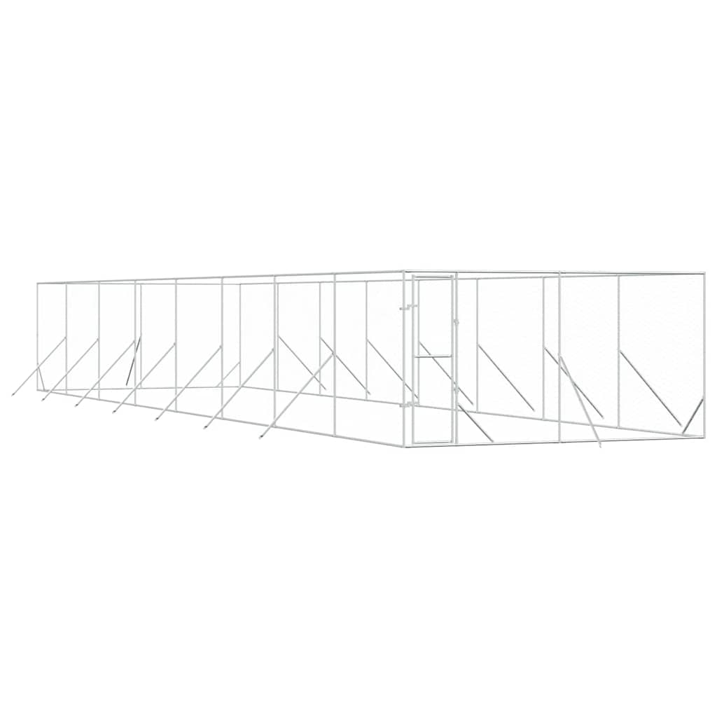 vidaXL Outdoor Dog Kennel Silver 4x16x2 m Galvanised Steel 2