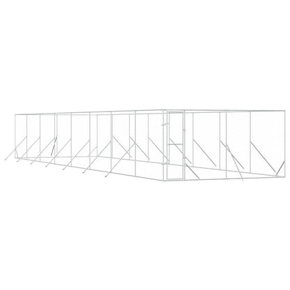 vidaXL Outdoor Dog Kennel Silver 4x16x2 m Galvanised Steel 2