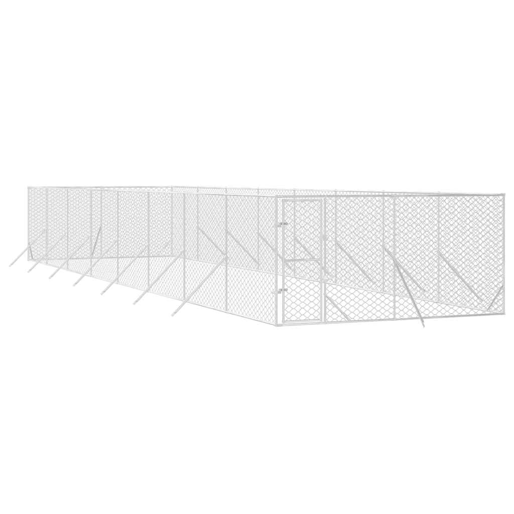 vidaXL Outdoor Dog Kennel Silver 4x16x2 m Galvanised Steel 3