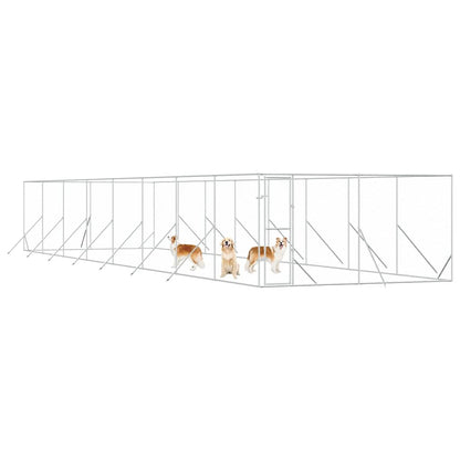 vidaXL Outdoor Dog Kennel Silver 4x16x2 m Galvanised Steel 4