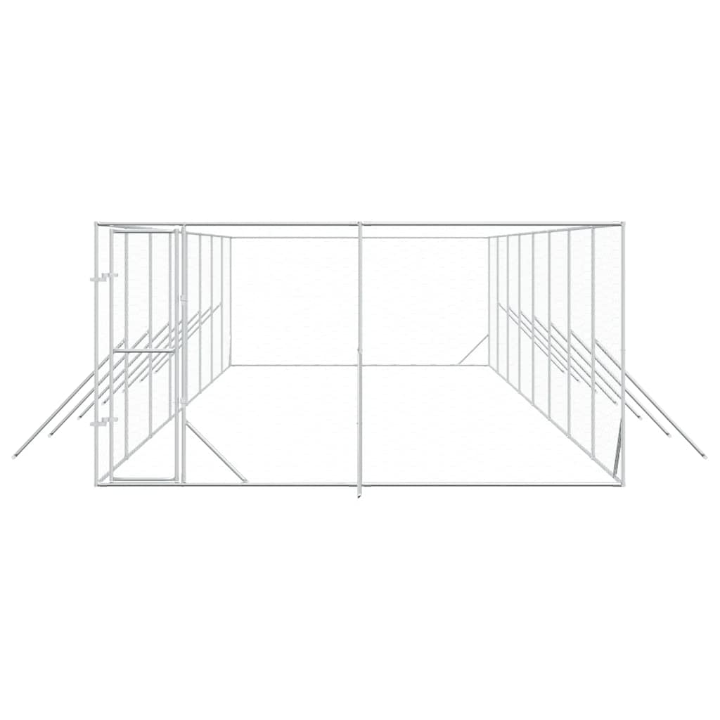 vidaXL Outdoor Dog Kennel Silver 4x16x2 m Galvanised Steel 5