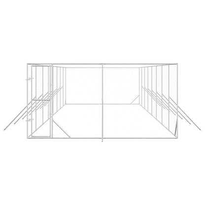 vidaXL Outdoor Dog Kennel Silver 4x16x2 m Galvanised Steel 5