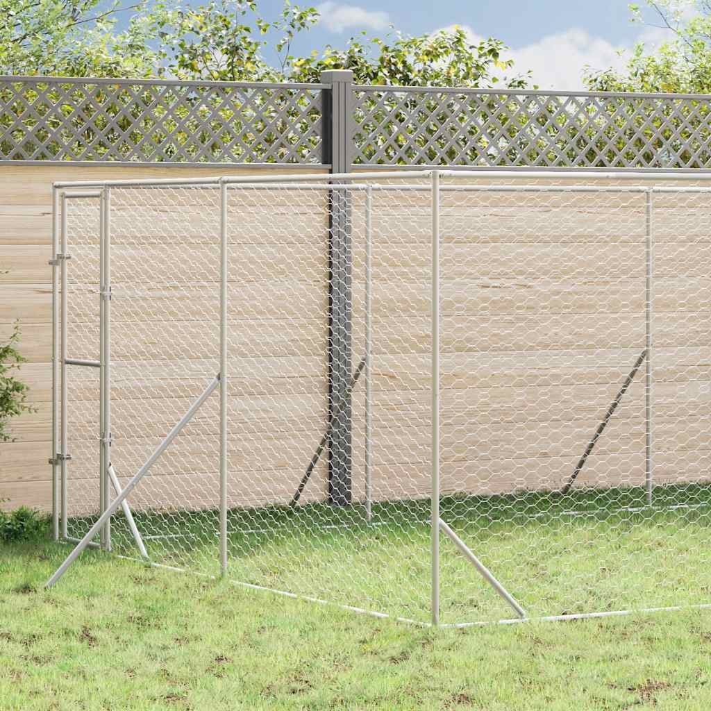 vidaXL Outdoor Dog Kennel Silver 4x16x2 m Galvanised Steel 1