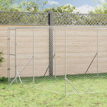 vidaXL Outdoor Dog Kennel Silver 4x16x2 m Galvanised Steel 1
