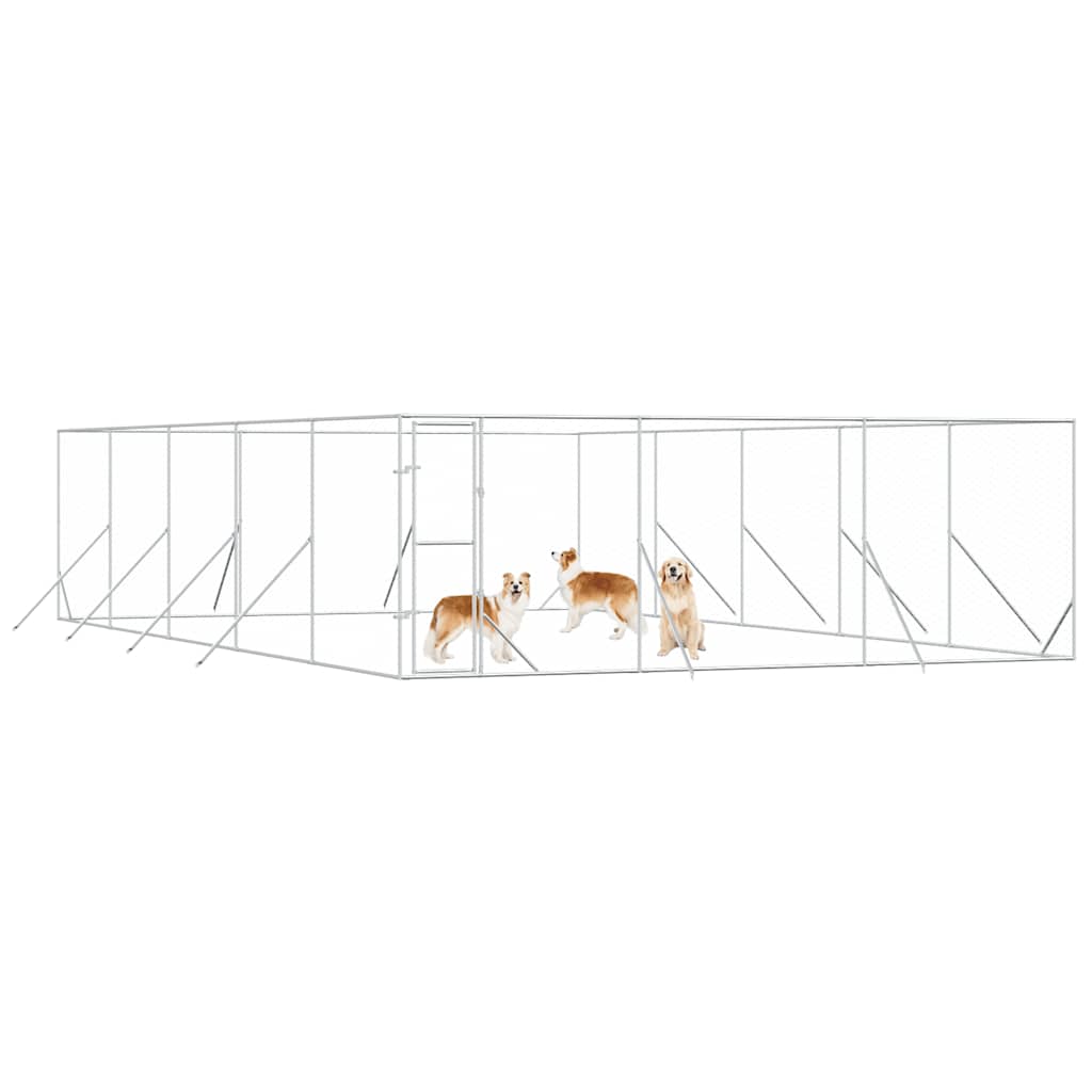 vidaXL Outdoor Dog Kennel Silver 6x10x2 m Galvanised Steel 4